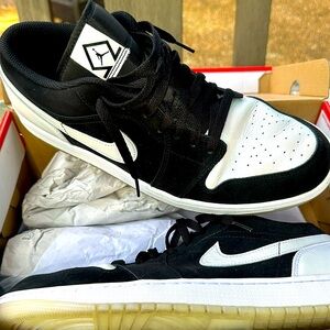 Men Nike Air Jordan 1 Low SE ‘Diamond Shorts Black White 12.5